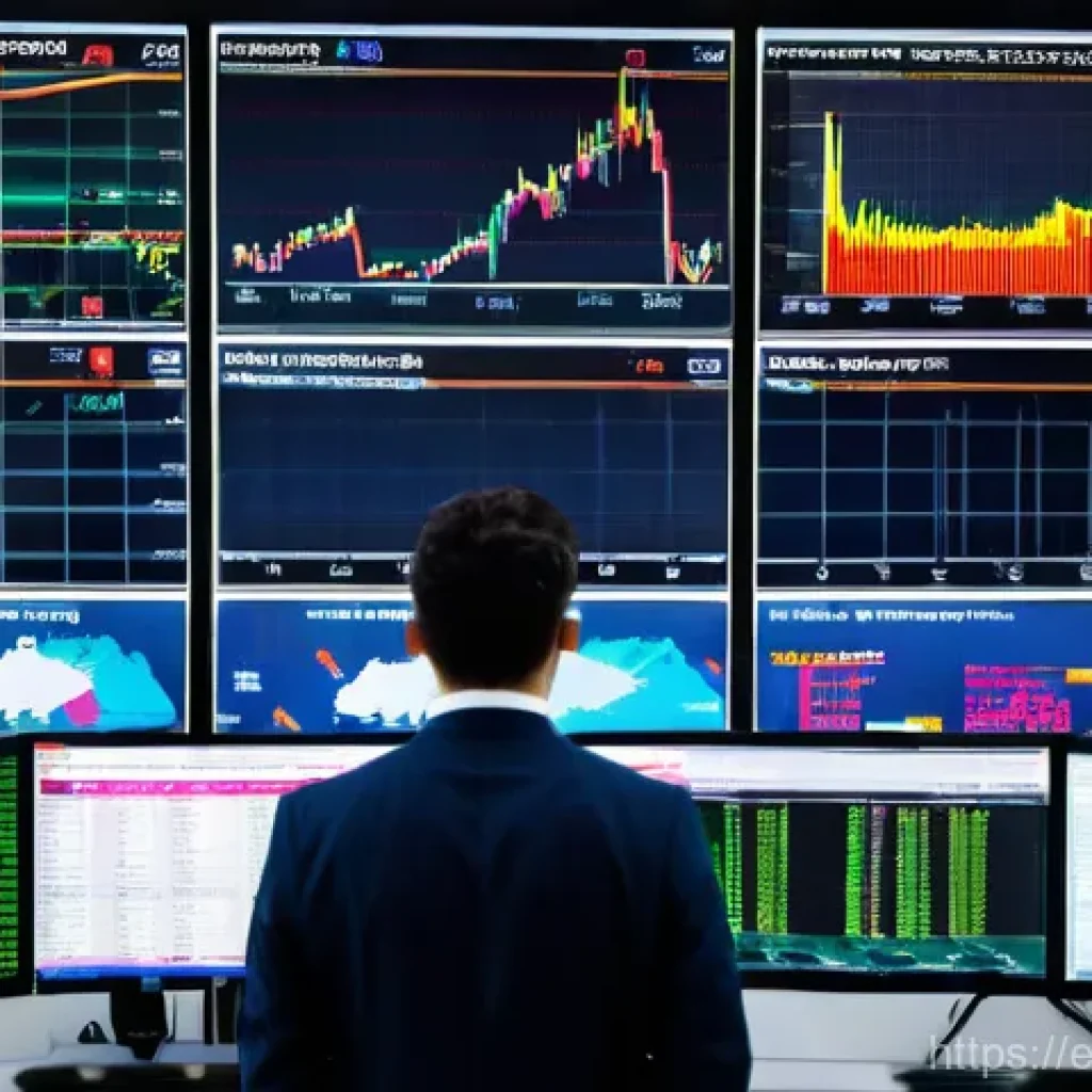 외환관리사 시험 준비 꿀팁 - **Prompt:** A dynamic, wide-angle shot of a modern, bustling financial trading floor in a metropolit...