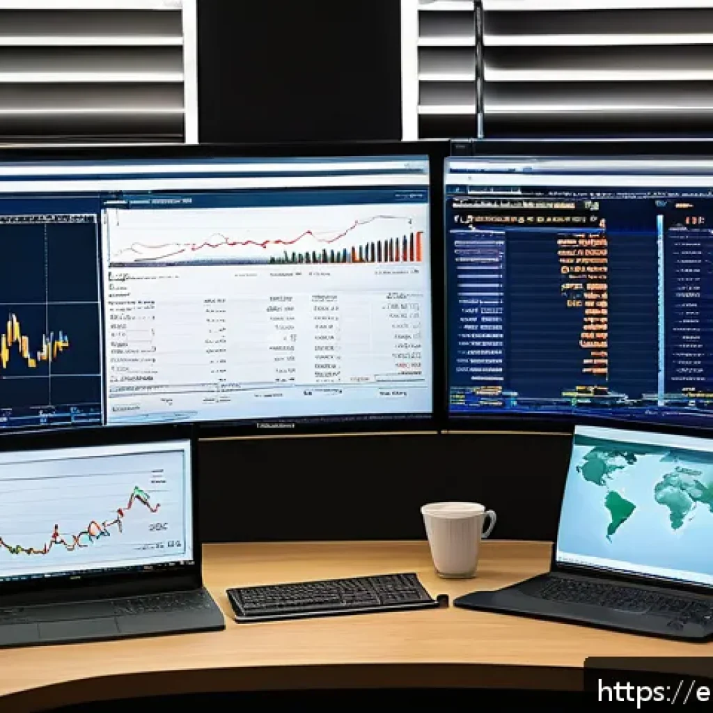 외환관리사와 외환 정책 보고서 작성 - A detailed financial analyst&rsquo;s office scene focused on foreign exchange market dynamics for Spanish-...
