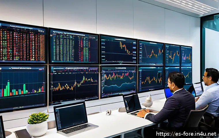 외환관리사와 외환 리스크 관리 전략 - A modern financial office setting in Mexico City with a diverse team of professionals analyzing larg...